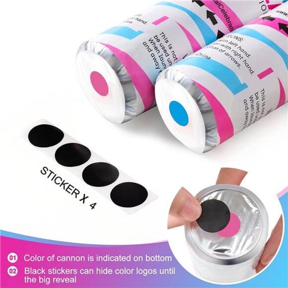 Premium Gender Reveal Confetti Cannon, Set of 4 Mixed (2 Blue 2 Pink) - Picture 4 of 7